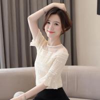 很仙的上衣洋气超仙女装夏季2019新款露肩雪纺衬衫短袖夏装时尚潮