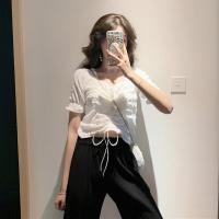 很仙的短袖仙女雪纺衬衫上衣超仙洋气搭配阔腿裤的小衫时尚短款夏