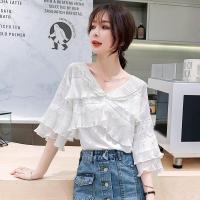 很仙的雪纺上衣洋气短袖设计感2019心机夏款时尚潮流女装气质衬衫