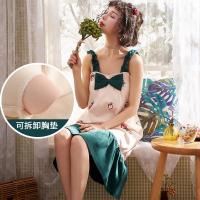 吊带睡裙女带胸垫夏季薄款纯棉裙子长款连衣裙孕妇背心睡衣女夏天