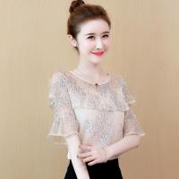 很仙的上衣洋气雪纺衬衫夏装短袖女装2019年新款潮流时尚气质衬衣