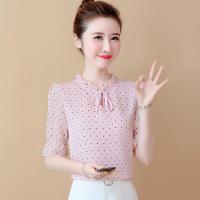 女式短袖雪纺衬衫女装2019新款时尚潮气质洋气上衣夏季超仙气遮肚
