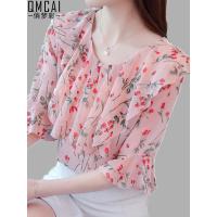 欧货碎花雪纺衬衫短袖夏季2019年流行款女装时尚半袖上衣洋气小衫