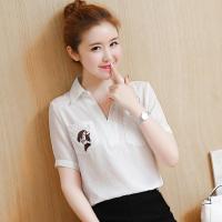 夏季女装2019新款潮雪纺衫洋气超仙短袖女衬衫时尚气质遮肚子上衣