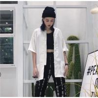 唐装汉服女夏季宽松中国风立领盘扣古着短袖衬衣情侣外套学生上衣