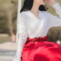 文艺国风少女装两件套交领上衣女玄姬汉服汉元素日常改良衬衣复古