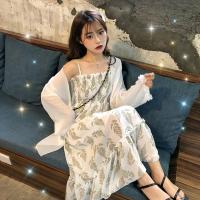 2019夏季新款收腰显瘦碎花吊带裙超仙雪纺连衣裙学生气质仙女裙子