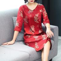 重磅防真丝连衣裙桑蚕丝女装2019夏季新款宽松大码中长款碎花裙子