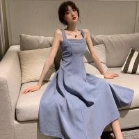 夏季新款韩版复古吊带闺蜜长短款连衣裙女法式桔梗裙2019流行裙子