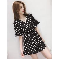 夏季大码女装雪纺连衣裙胖妹妹腰粗遮肚连体裤200斤显瘦遮肉套装