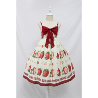 原创新款 lolita萌款轻甜大莓蝴蝶结jsk吊带连衣裙