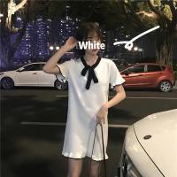 很仙的法国小众连衣裙女2019流行裙子夏款韩版白色木耳边针织裙潮