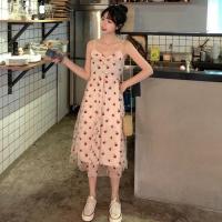 夏装韩版很仙纱刺绣短袖连衣裙女2019新款法式小众复古过膝裙子