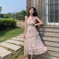 2019新款女夏裙子仙女超仙森系甜美雪纺很仙的法国小众桔梗连衣裙
