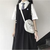 时尚韩版白色短袖衬衫+泫雅风小花宽松甜美背带连衣裙女两件套装