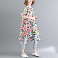 大码女装夏装藏肉连衣裙遮肚子显瘦减龄洋气胖妹妹中长款休闲时尚