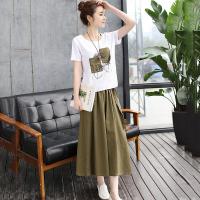 2019夏装新款时髦显瘦棉麻连衣裙女装夏季亚麻套装裙两件套长裙子