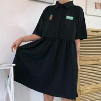 丧系裙子少女夏2019新款大码显瘦学生衬衫裙ins厌世风黑暗连衣裙