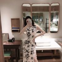 2019夏新款时尚气质复古修身显瘦改良式版长款蕾丝旗袍连衣裙少女