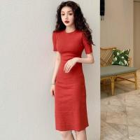 2019夏季新款复古修身裙子纯色包臀裙中长款显瘦打底裙连衣裙女装