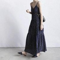 2019春装夏季新款大码女装法国复古裙山本超仙波点吊带连衣裙长裙