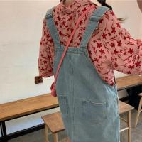 背带牛仔裙女2019新款夏季韩版字母刺绣学院风减龄连衣裙夏洋气