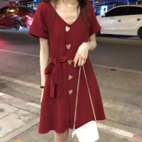 胖mm连衣裙2019新款夏大码胖妹妹遮肚减龄显瘦厌世丧系裙子中长款