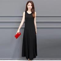 莫代尔无袖吊带背心连衣裙子女中长款夏打底内搭大摆收腰过膝长裙