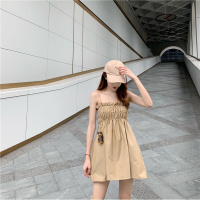 韩版性感露背抹胸吊带两穿连衣裙宽松显瘦气质短裙子女夏2019新款