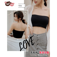 绿彩虹光无肩带抹胸式内衣聚拢防滑打底内搭文胸背心裹胸女防走光夏季薄款