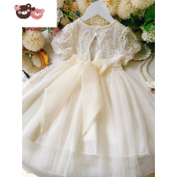 绿彩虹光女童公主裙宝宝棉布网纱裙儿童连衣裙蕾丝裙连身裙白色裙子白纱裙