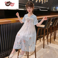 绿彩虹光女童连衣裙夏季2022新款洋气中国风裙子小女孩汉服儿童夏装公主裙