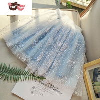 绿彩虹光女童半身裙春秋2022新款儿童女孩蓬蓬纱裙宝宝网纱短裙子夏季洋气