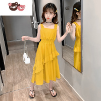 绿彩虹光女童雪纺夏装2022新款儿童吊带裙子中大童装夏季薄款沙滩裙