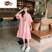 绿彩虹光女童睡衣2022夏款新款儿童公主风女孩可爱裙子中大童夏季薄款睡裙