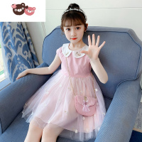 绿彩虹光女童纱裙子夏季2022新款女孩公主裙网纱蓬蓬裙洋气夏装儿童连衣裙