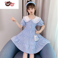 绿彩虹光女童连衣裙夏装娃娃领2022新款时髦儿童洋气公主裙中大童夏季裙子