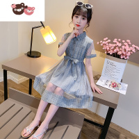 绿彩虹光女童夏装连衣裙2022新款大童女孩洋气儿童小学生夏季短袖公主裙子