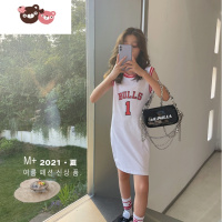绿彩虹光女童夏季长款T恤包臀裙子2022新款洋气童装儿童球服背心连衣裙潮