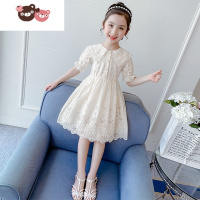 绿彩虹光女童连衣裙2022新款夏装网红女孩童装蕾丝裙子夏季洋气儿童公主裙