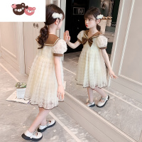绿彩虹光女童连衣裙夏装2022年新款儿童网红洋气女孩薄款网纱蓬松童装裙子