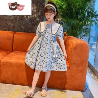 绿彩虹光女童夏季碎花连衣裙2022新款中大童超洋气小女孩娃娃领公主裙子
