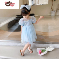 绿彩虹光女童连衣裙夏装2022新款洋气爱莎公主裙子女孩蓬蓬纱裙潮周岁礼服
