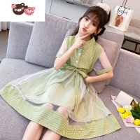 绿彩虹光女童连衣裙夏装2022新款洋气女孩儿童公主裙子雪纺中大童纱裙网红