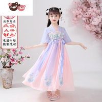 绿彩虹光女童汉服连衣裙夏装超仙中国风裙子儿童夏季薄款古风唐装童装衣服