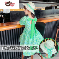 绿彩虹光女童连衣裙夏装2022新款洋气小女孩公主裙碎花儿童装裙子夏季