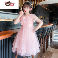 绿彩虹光女童公主裙夏季2022新款儿童粉色连衣裙中大童蓬蓬裙夏款超仙裙子
