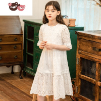 绿彩虹光女童连衣裙夏超仙蕾丝镂空裙子2022新款大童儿童小女孩洋气公主裙