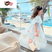 绿彩虹光女童连衣裙2022夏装新款儿童春秋季美人鱼网纱公主裙宝宝蓬蓬裙子