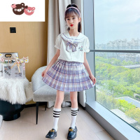 绿彩虹光女童连衣裙夏季jk制服裙套装玲娜贝儿学院风儿童夏装公主裙子